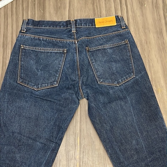 ACNE JEANS MENS DARK WASH MAX RAW STRAIGHT LEG JEANS 31/34 - Picture 7 of 16